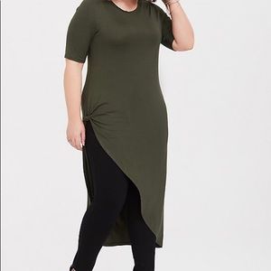 Torrid olive knotted asymmetrical tunic